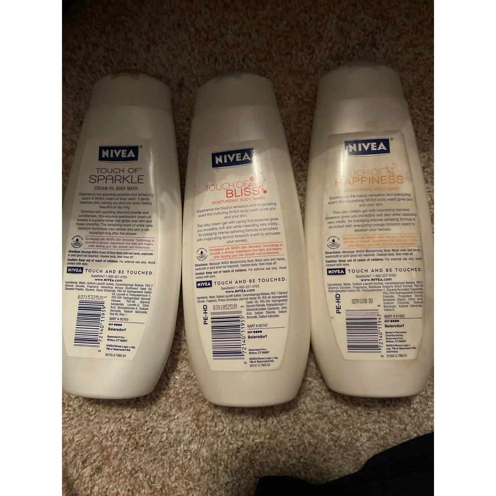 Nivea Body Wash Three Pack - DISCONTINUED (Touch of Sparkle, Bliss, Happiness)